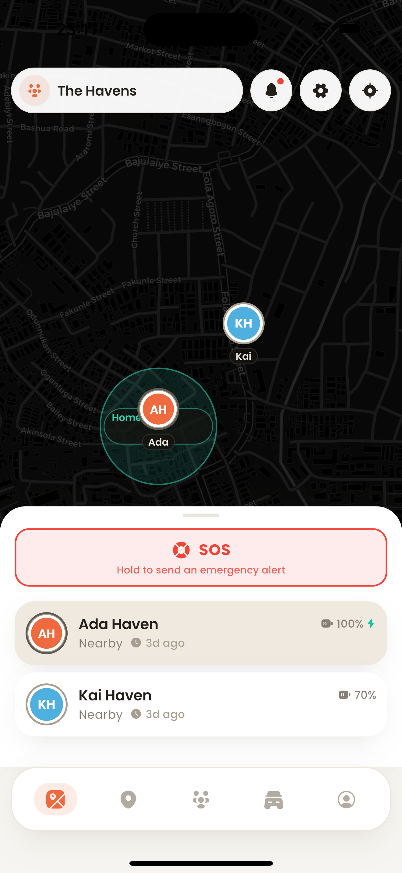 Haven app screen