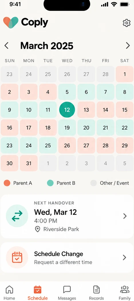 Shared custody and family calendar
